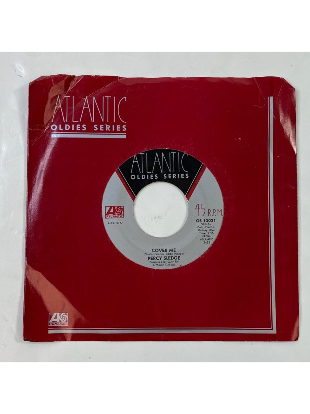 Vintage Percy Sledge 45 RPM Atlantic Oldies Series Vinyl Record "Cover Me"